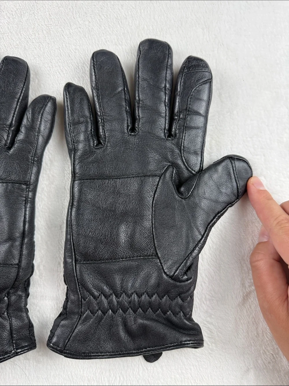 14th & Union Black Leather Fleece lined Insulated Gloves Size Small